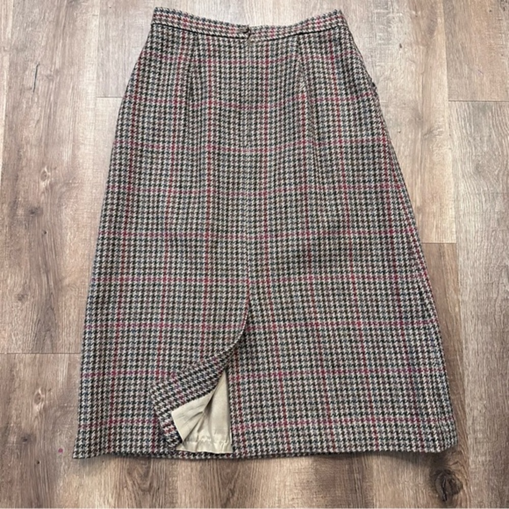 Vtg Harrington Tweed Wool Blazer Skirt Suit Pockets Jacket Size 12 Plaid 70s - Picture 15 of 16